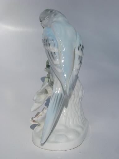 photo of vintage china bird, blue budgie parakeet figurine, bone china? Japan? #4