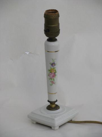 photo of vintage china candlestick boudoir vanity / nightstand lamp, cottage floral #1