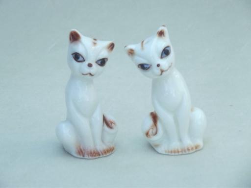 photo of vintage china cat salt & pepper shakers, Siamese cats figural S&P lot  #5