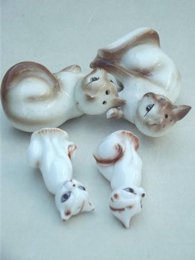 photo of vintage china cat salt & pepper shakers, Siamese cats figural S&P lot  #8