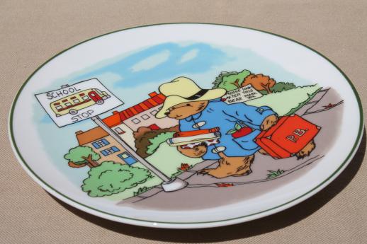 photo of vintage china collector's plate - Paddington Bear at bus stop for back to school  #2