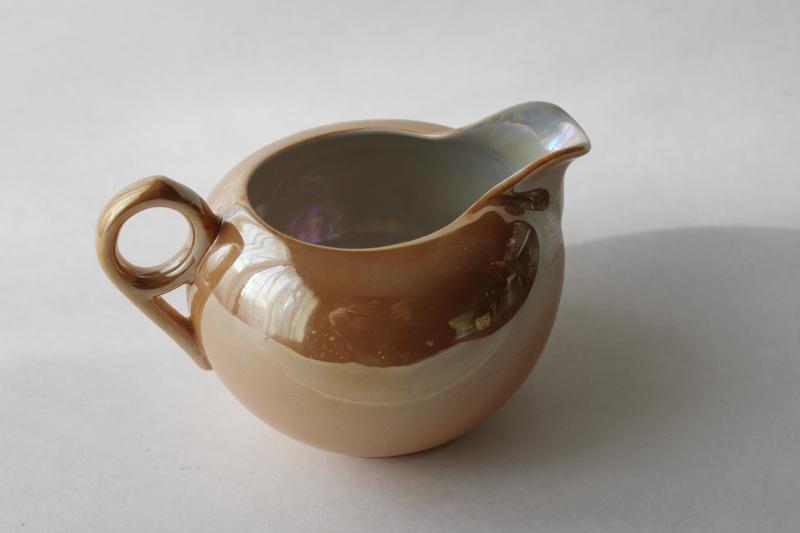 photo of vintage china cream pitcher peach lustre Made in Japan hand painted luster creamer #1