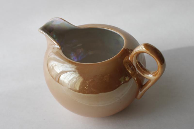 photo of vintage china cream pitcher peach lustre Made in Japan hand painted luster creamer #3