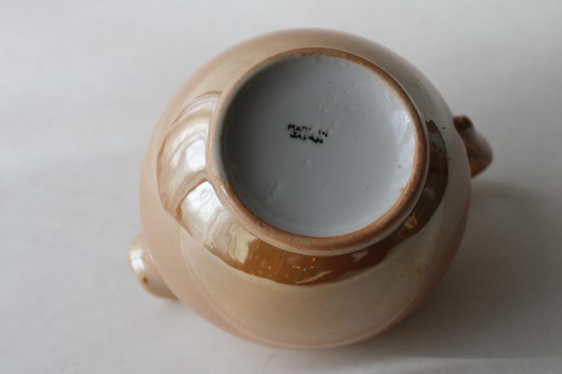 photo of vintage china cream pitcher peach lustre Made in Japan hand painted luster creamer #4