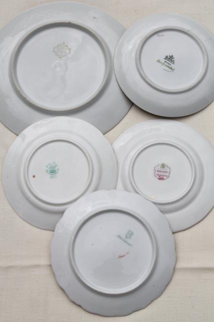 photo of vintage china dessert set, mismatched roses cake plates & serving plate #9