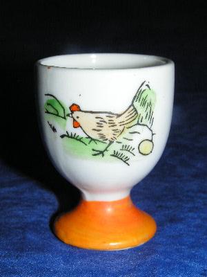 photo of vintage china egg cup with chicken, hand-painted Japan #1