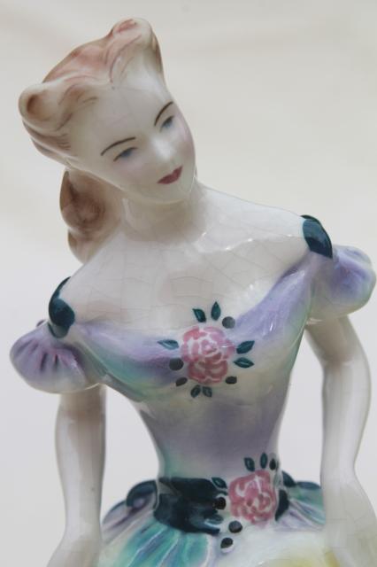 photo of vintage china figure, beautiful southern belle - Goldscheider ceramic lady figurine  #8