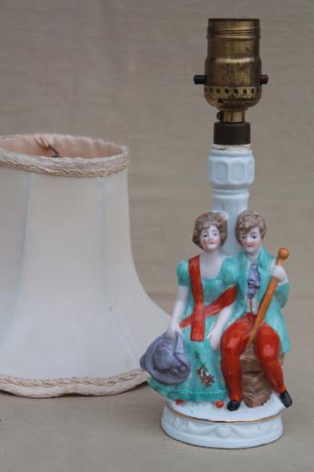 photo of vintage china figurine lamp base, french country couple w/ shepherdess #2