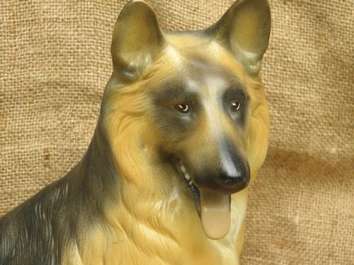 photo of vintage china figurine or fireplace dog, large German Shepherd #1