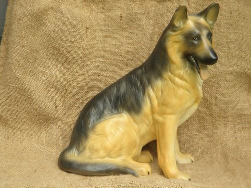 photo of vintage china figurine or fireplace dog, large German Shepherd #2