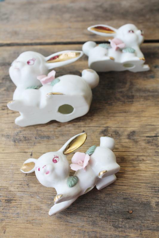 photo of vintage china figurines, Easter lambs or long eared bunnies, rabbit family  #6