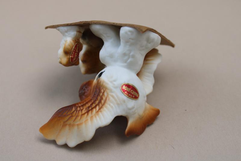 photo of vintage china miniature figurines, mini animal family of owls, Japan bone china #6