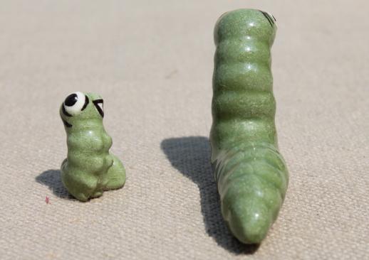 photo of vintage china miniatures, tiny figurines family of friendly smiling worms! #5