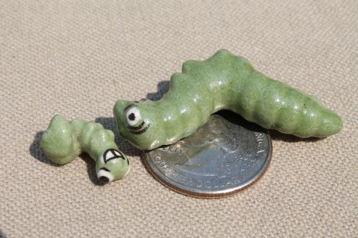 photo of vintage china miniatures, tiny figurines family of friendly smiling worms! #6