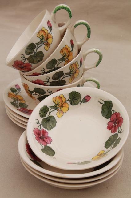 photo of vintage china w/ nasturtium flowers, henandoah Ware Paden City pottery #1