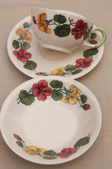 photo of vintage china w/ nasturtium flowers, henandoah Ware Paden City pottery #4