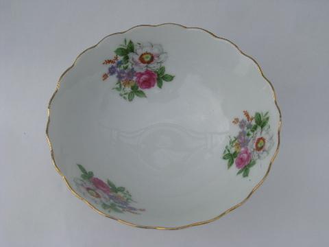 photo of vintage china pedestal stand plate & comport dish, painted flowers & fruit #5