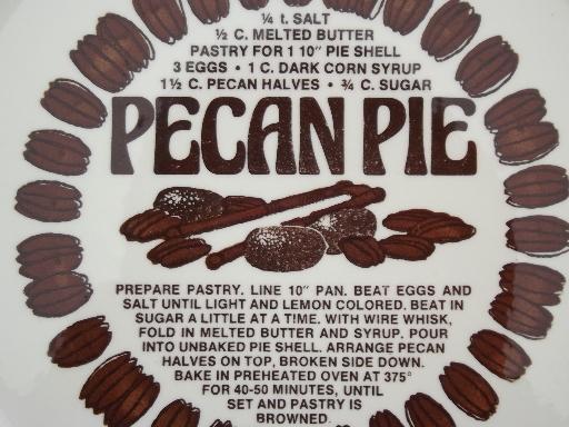 photo of vintage china pie plate w/ Pecan Pie recipe, ceramic pie pan #3