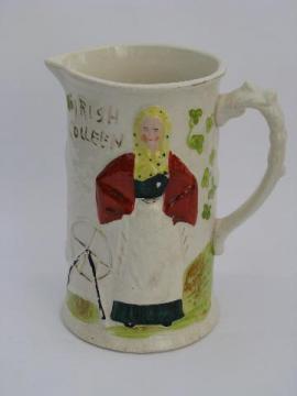 catalog photo of vintage china pitcher, old Irish Colleen