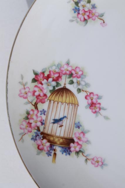 photo of vintage china plate w/ bluebirds & birdcage, song bird pets or blue bird of happiness #2