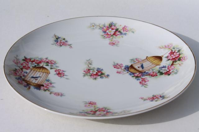 photo of vintage china plate w/ bluebirds & birdcage, song bird pets or blue bird of happiness #4