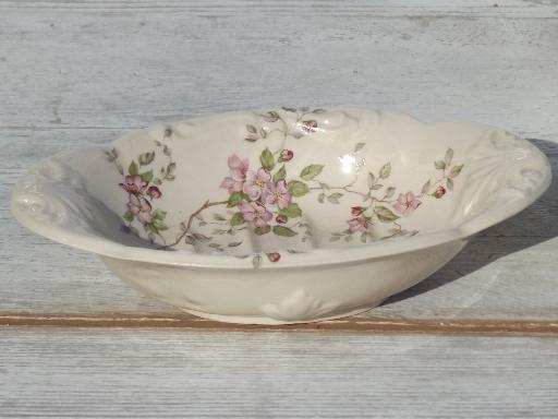 photo of vintage china soap dish, old English transferware soap dish w/ flowers #2