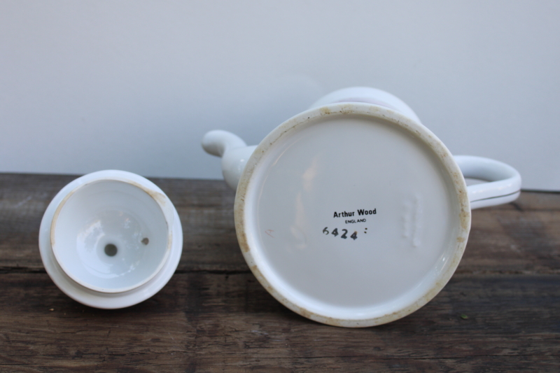 photo of vintage china tea or coffee pot, Arthur Wood England purple floral w/ fuchsias pattern  #5