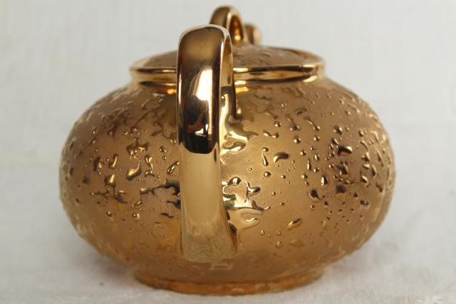 photo of vintage china teapot w/ encrusted gold, weeping gold metallic tea pot #4
