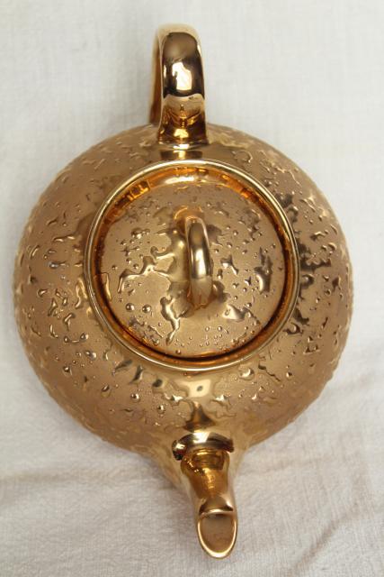 photo of vintage china teapot w/ encrusted gold, weeping gold metallic tea pot #8