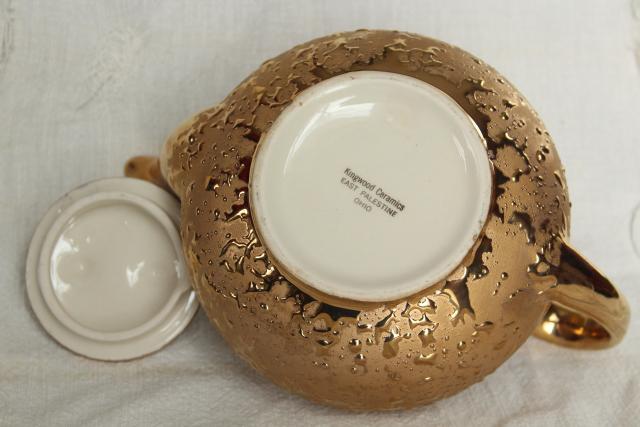 photo of vintage china teapot w/ encrusted gold, weeping gold metallic tea pot #9