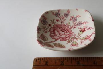 catalog photo of vintage china trinket dish, Johnson Bros England Rose Chintz pink floral pattern 