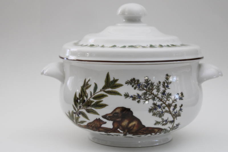 photo of vintage china tureen, French provincial Le sanglier wild boar covered soup bowl, Asta Western Germany #4