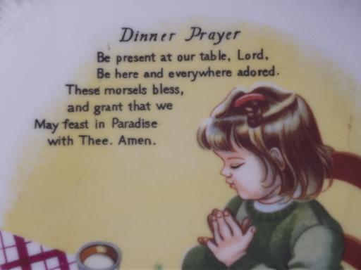 photo of vintage china wall plate w/ Dinner Prayer, child's grace before meals #2