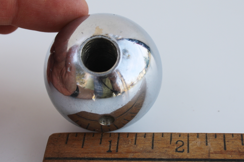 photo of vintage chrome metal knob for manual stick shift, retro automotive rat rod gear collectors car #3