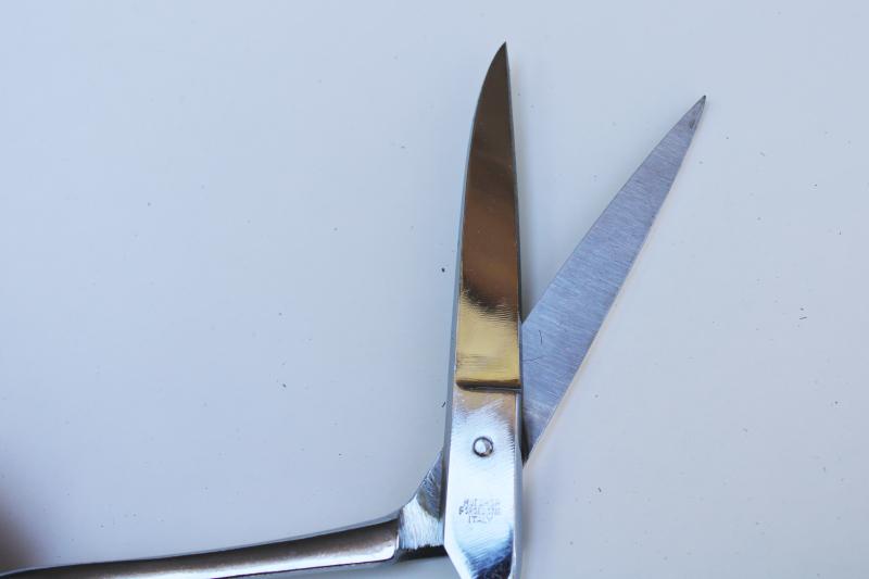 photo of vintage chrome plated forged steel sewing scissors, tailor or dressmaker shears for fabric #4