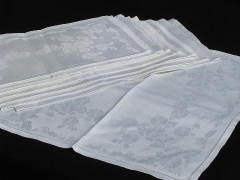 photo of vintage chrysanthemums linen damask table linens, tablecloth & dinner napkins set #6