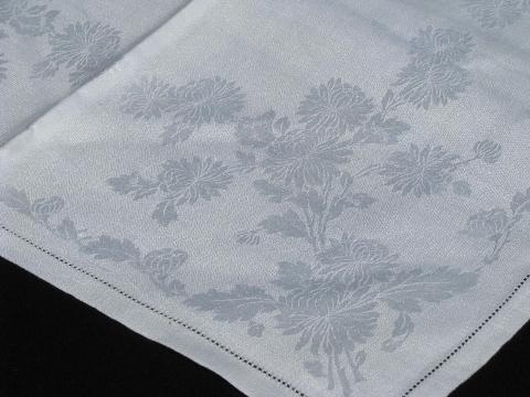 photo of vintage chrysanthemums linen damask table linens, tablecloth & dinner napkins set #7