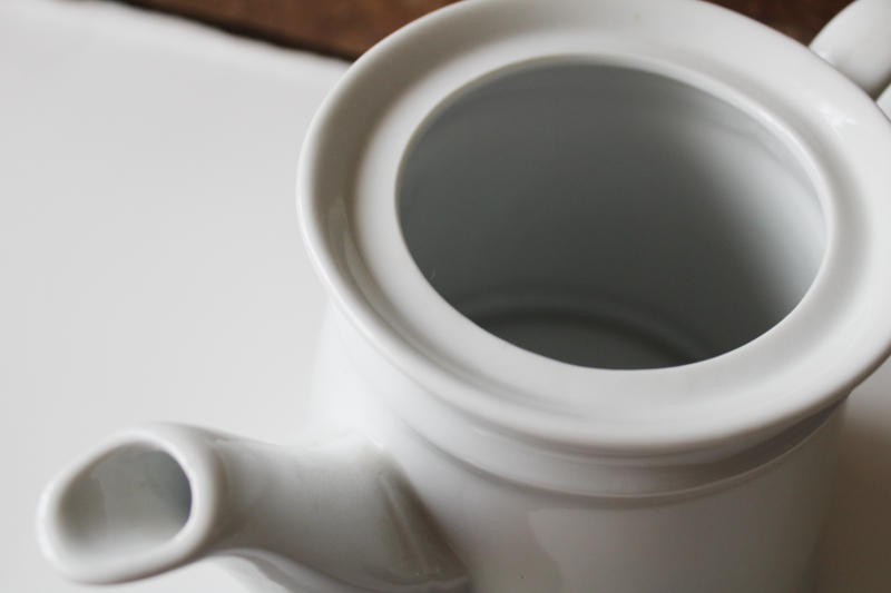 photo of vintage chunky white ironstone china tea pot, classic farmhouse kitchen teapot #3