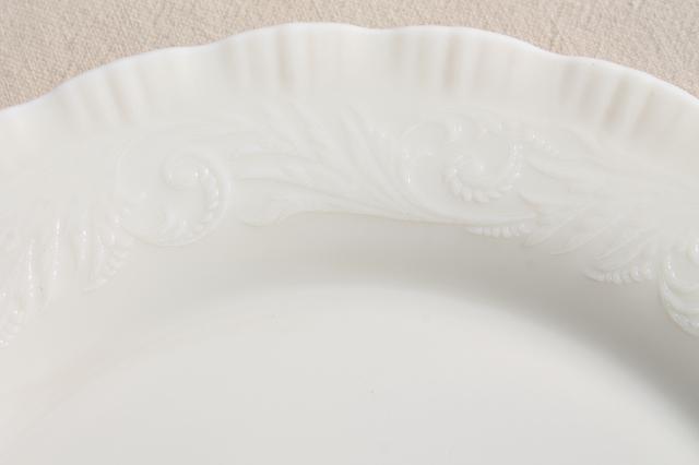 photo of vintage classic ivory Chinex embossed creamware depression glass tea cups & plates #4