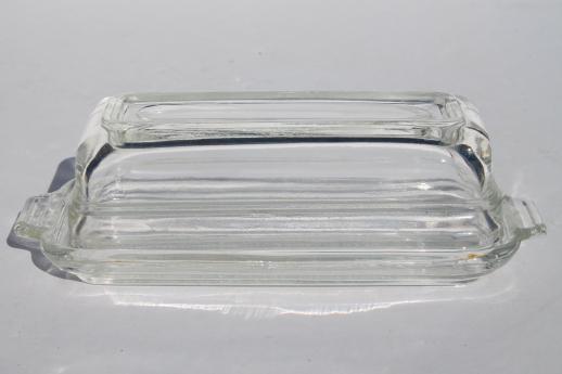 photo of vintage clear glass butter dish, covered butter plate kitchen glass refrigerator dish #1