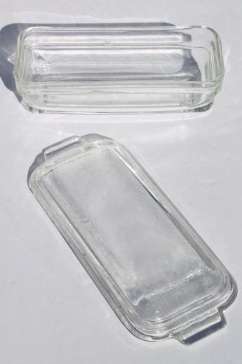 photo of vintage clear glass butter dish, covered butter plate kitchen glass refrigerator dish #4