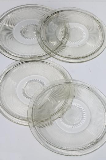 photo of vintage clear glass cake plates, low plateau serving trays, torte plate lot #3