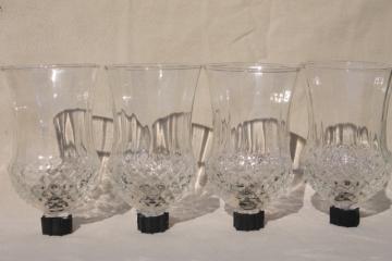 catalog photo of vintage clear glass candle cups, hurricane shades for sconces, candle holders, candlesticks