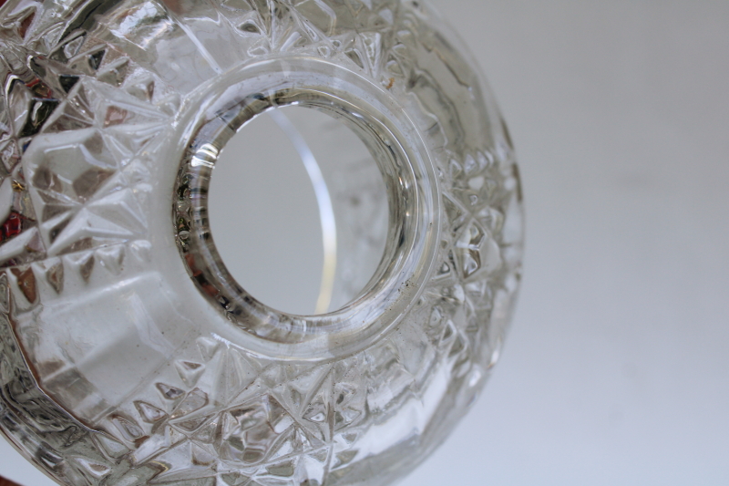 photo of vintage clear glass fairy lamp, Indiana glass Stars and Bars pattern  #2