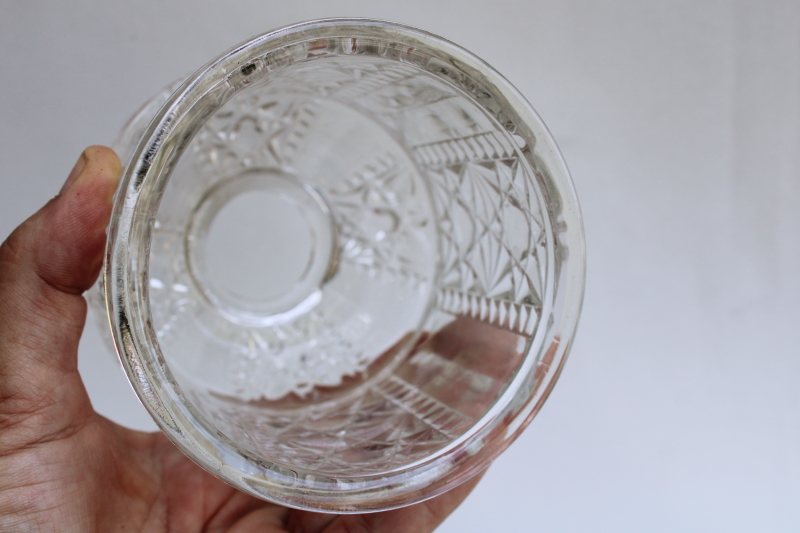 photo of vintage clear glass fairy lamp, Indiana glass Stars and Bars pattern  #3