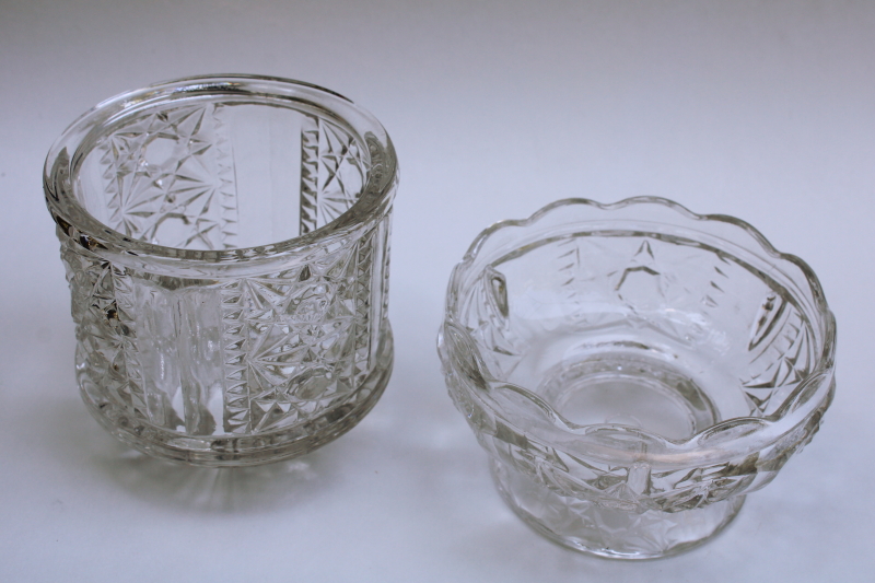 photo of vintage clear glass fairy lamp, Indiana glass Stars and Bars pattern  #4