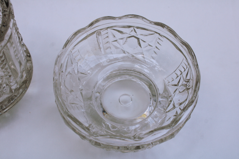 photo of vintage clear glass fairy lamp, Indiana glass Stars and Bars pattern  #5