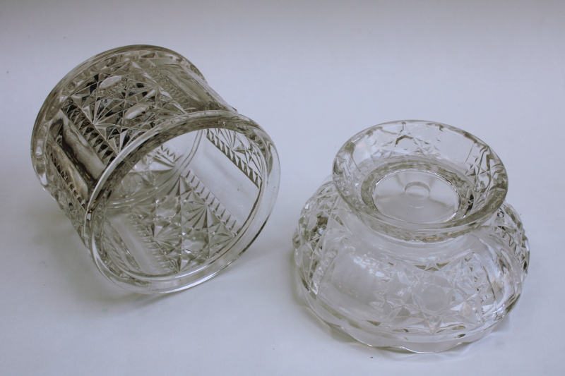 photo of vintage clear glass fairy lamp, Indiana glass Stars and Bars pattern  #6