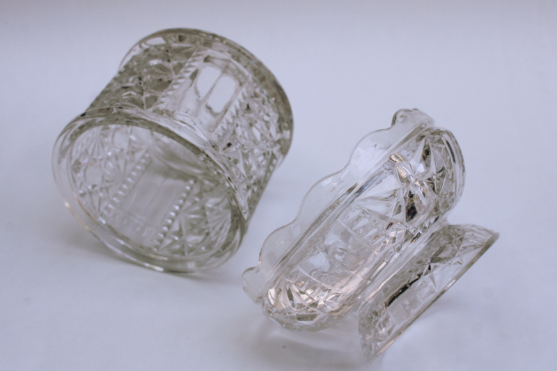 photo of vintage clear glass fairy lamp, Indiana glass Stars and Bars pattern  #7