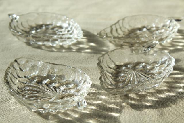 photo of vintage clear glass grape shape dishes, small nut bowls or butter pat plates bunches of grapes #1